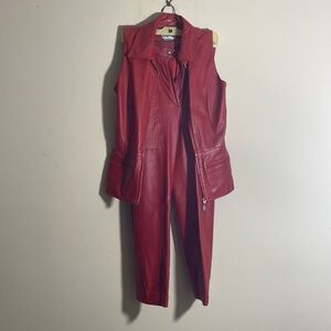 Vintage Bagatelle Red Leather Pants and Vest